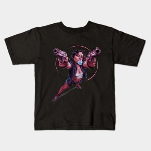 Bubble gum girl with guns Kids T-Shirt